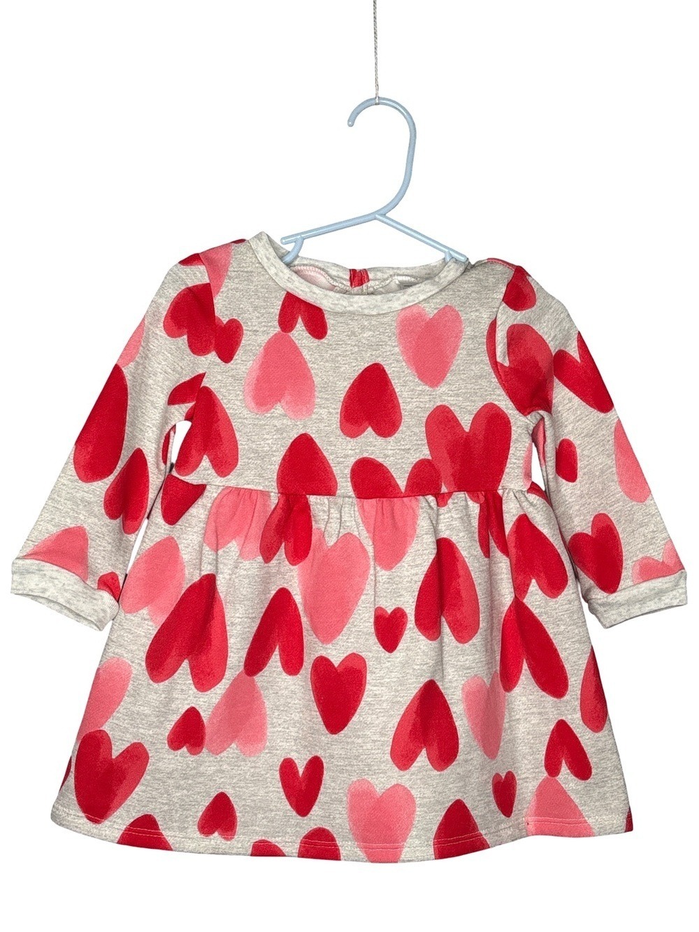 Carter's Toddler Heart Print Sweater Dress Fleece Lined 12M and diaper covers